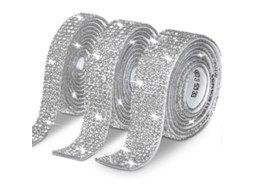 Fita De Strass Autoadesiva Com 3 Rolos - Brilhante, Forte Adesão, Fácil De Usar - Decoração Para Presentes, Carros, Roupas E Mais
