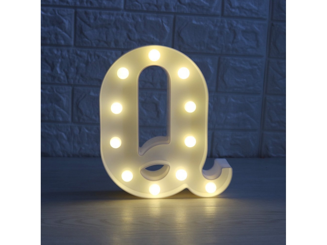 Luminária Led com o Número Q para Decoração de Casamentos, Aniversários, Festas de Natal e Casa BRILVIBERA