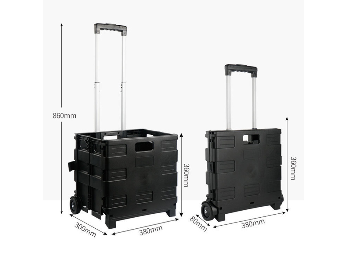 Carrinho de Compras Dobrável 32l com Rodas, Alça Telescópica, Capacidade 55lbs, Preto com S/MARCA