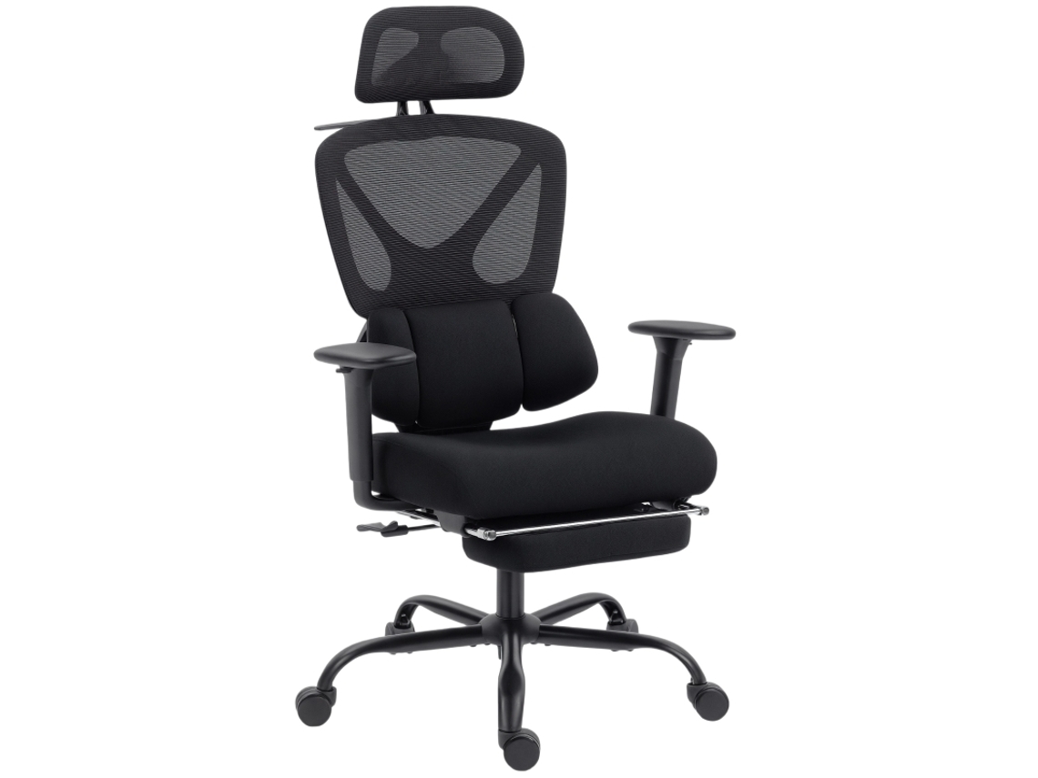 Cadeira Ergonômica Com Rodízios, Encosto Em Mesh, Suporte Lombar, Braços, Apoio De Cabeça Ajustável