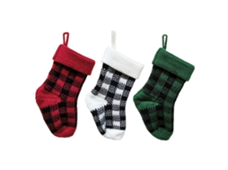Meias De Natal Tecidas Peq Conjunto Três Cores