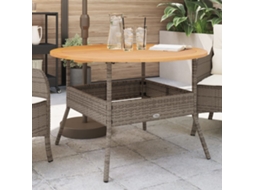 Vidaxl Mesa De Jardim Com Tampo De Acácia Ø110x71 Cm Vime Pe Cinza