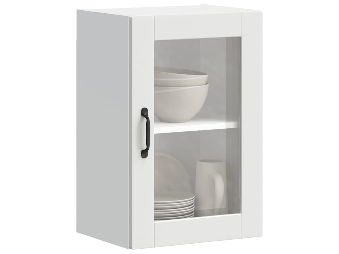 Vidaxl Armário De Parede De Cozinha Com Porta De Vidro Porto Branco