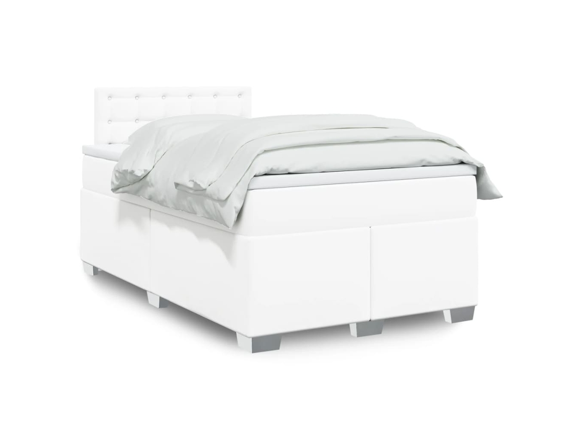 Vidaxl Cama com Molas/colchão 120x200 Cm Couro Artificial Branco