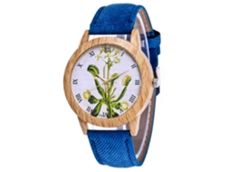 Relógio de Pulseira Casal Casual com Pulseira de Jeans Azul Zhoulianfa