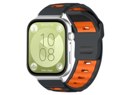 Bracelete para Huawei Watch Fit 4 Pro / Fit 4 / Fit 3 Silicone Bicolor Encaixe Plano Cinza + Laranja XIAOMOYU
