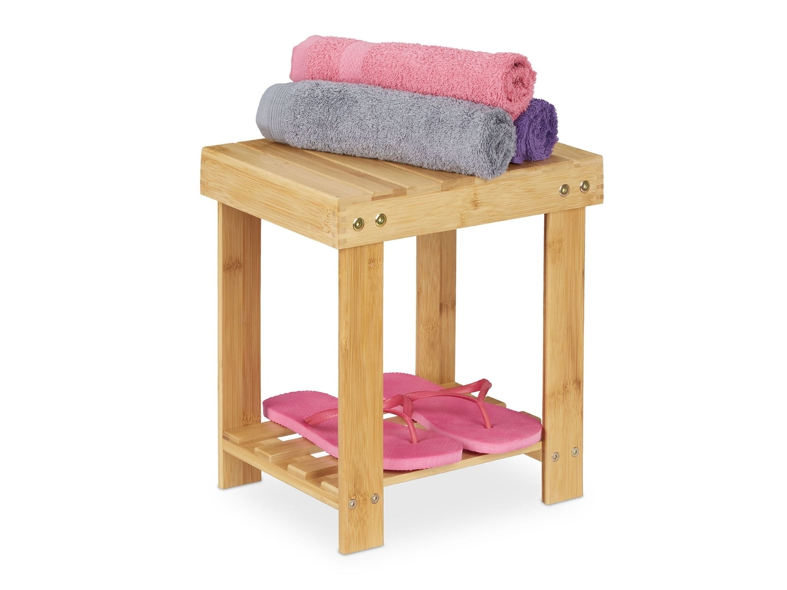 Banquinho Pequeno De Bambu Natural Para Casa E Decoração