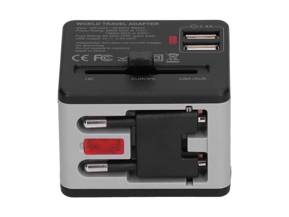 Adaptador De Viagem Laxiscreed Com Saídas Usb Dual 2.4a, Compatível Com Várias Regiões