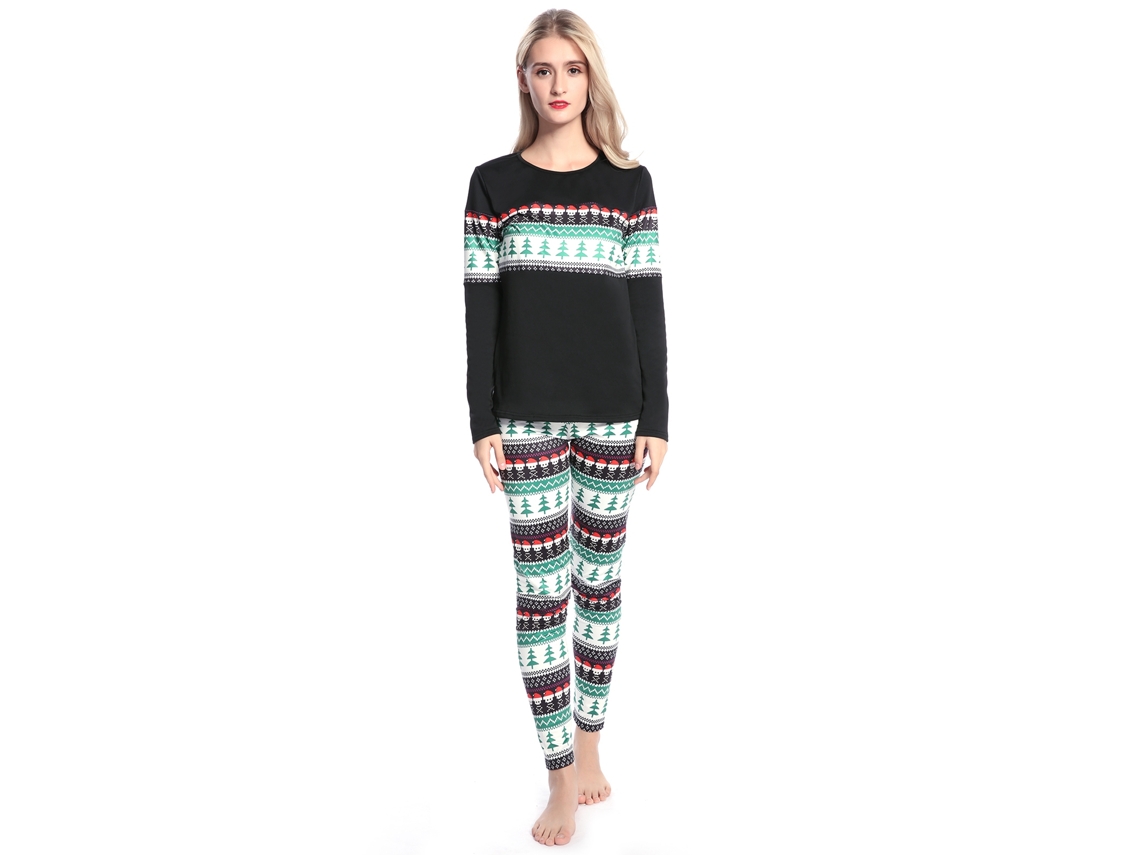 Laxiscreed Conjunto De Calças E Blusa De Natal Feminina Com Estampa De Pai Natal
