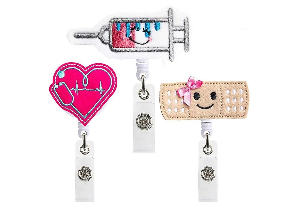 Conjunto De 3 Porta-crachás Retráteis Com Mosquetão Reforçado, Porta-chaves Retrátil