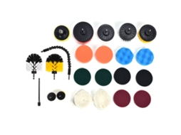 Kit de vassouras Primerox Furadeira com 23 peças, incluindo esponjas e panos.