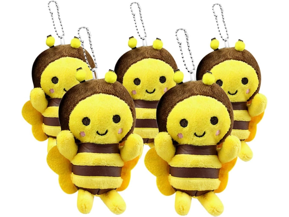 Conjunto De 6 Chaveiros Abelha Pelúcia Feitos Algodão Pp, Com Design