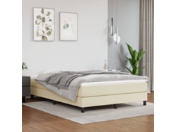 Estrutura De Cama 140x190 Cm Couro Artificial Cor Creme