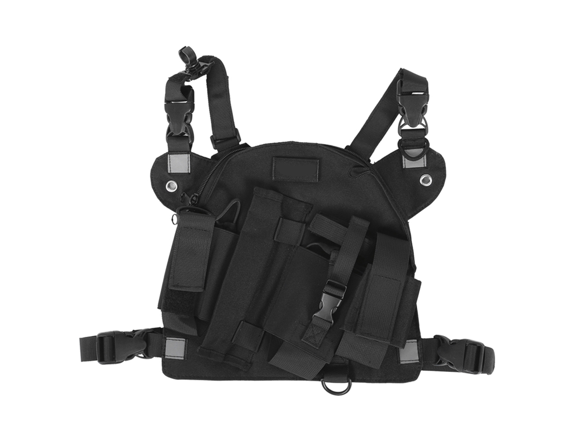 Mochila De Peito Para Rádio Walkie Talkie Tática Outdoor Rig Bolsa De Armazenamento Preta