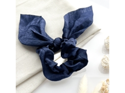 Chuchou Lenço Curto Para Cabelo Em Cetim Borboleta Elegante Azul Marinha