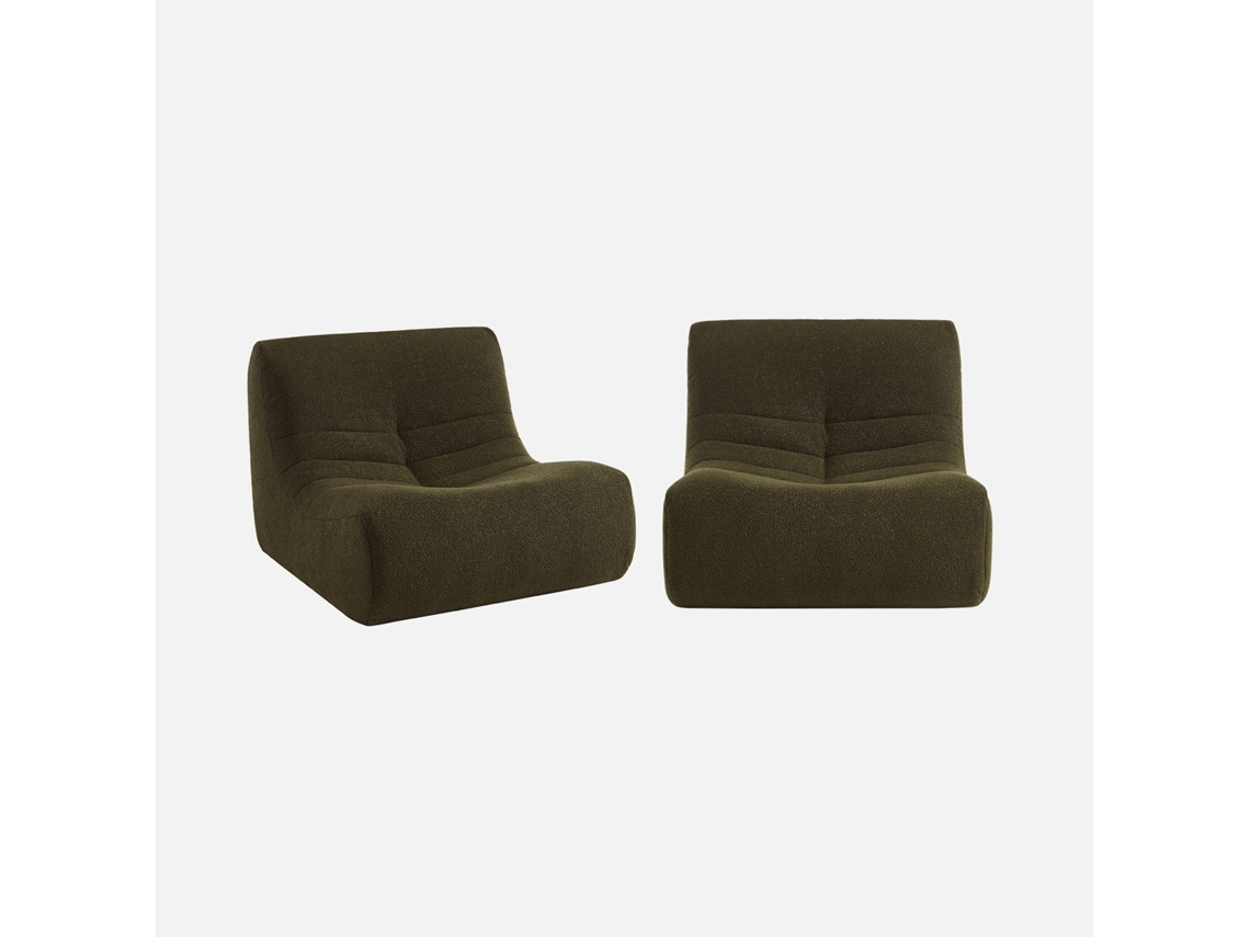 Módulos Para Sofá Modular Em Tecido Bouclé, 2 Lugares, Cáqui Escuro