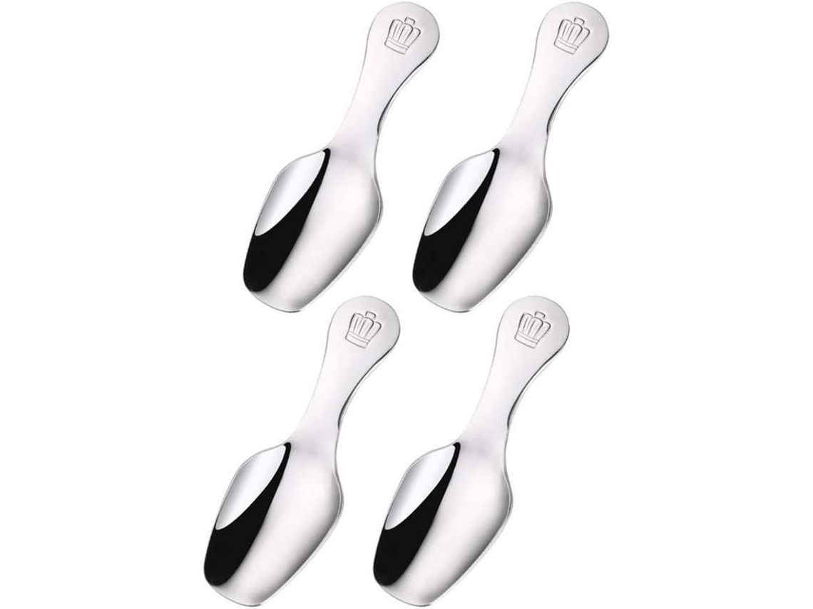 4 colheres de aço inox pequenas com cabo curto para chá, café, especiarias | S/MARCA