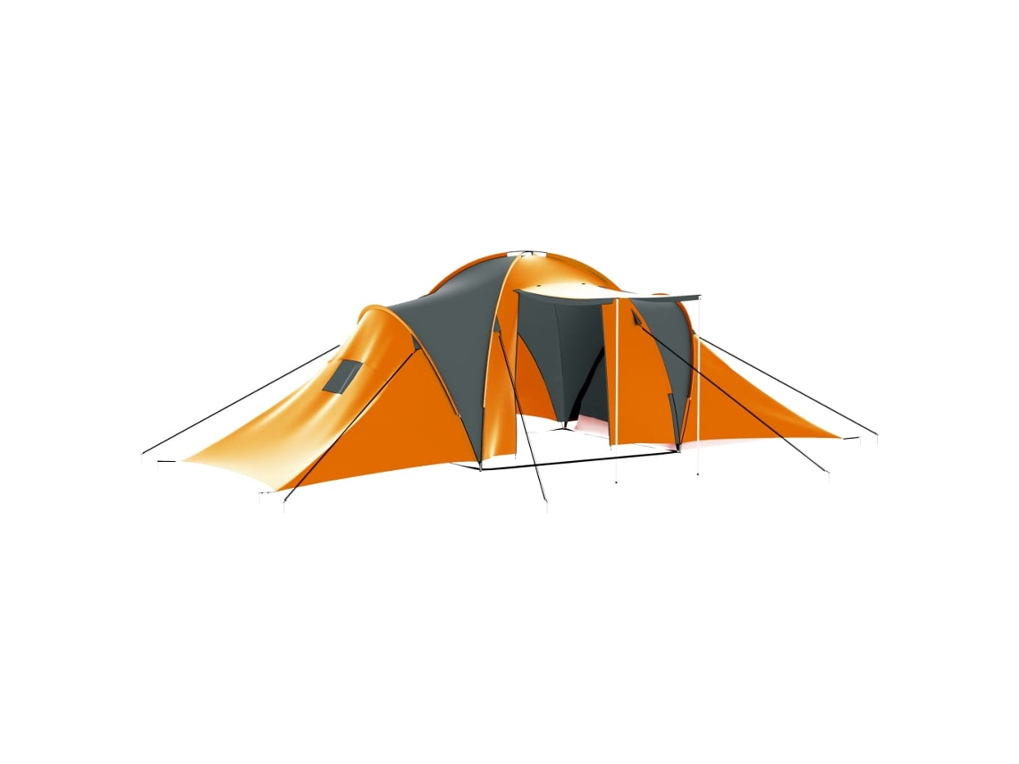 Vidaxl Tenda De Campismo Para 9 Pessoas Tecido Cinzento E Laranja
