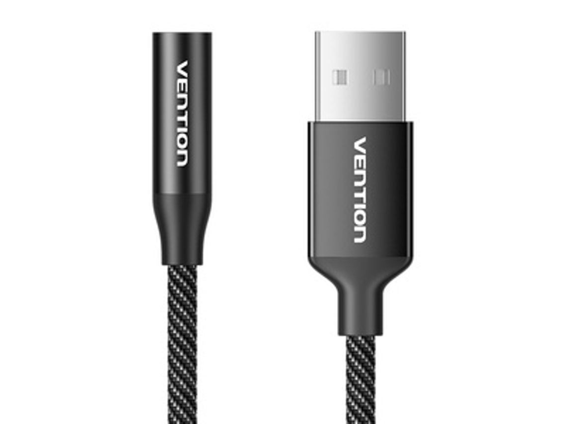 Placa de som USB externa com uma porta, Vention Gome, 1M Brilvibera (preta)