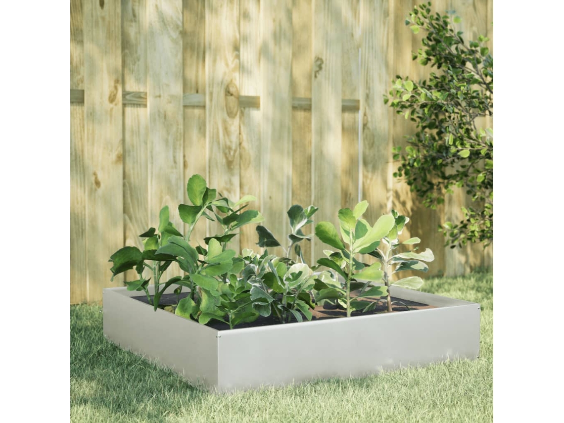 Vidaxl Canteiro Elevado De Jardim 100x100x33,5 Cm Aço Inoxidável