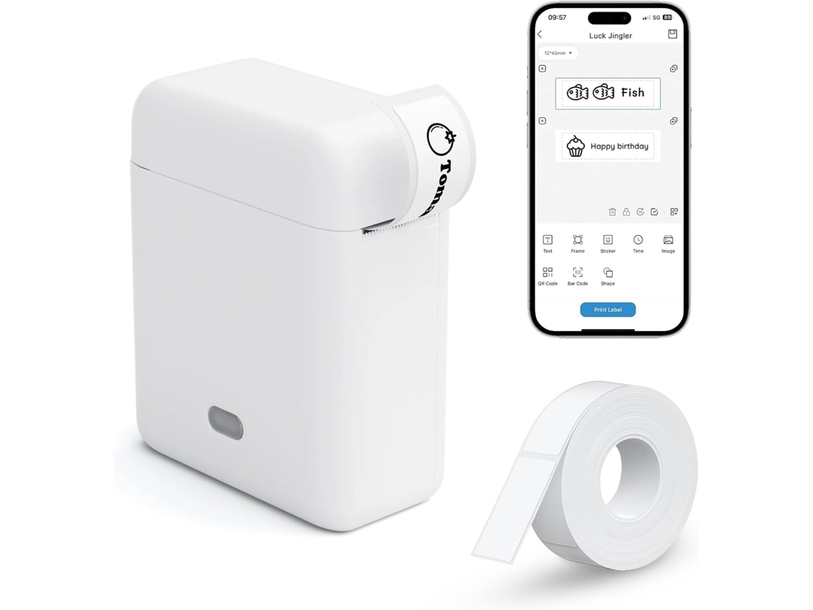 Mini Impressora Térmica Portátil Bluetooth, Sem Tinta, Para Autocolantes