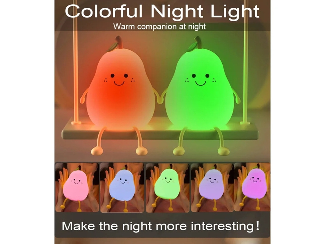 Linda Luz Noturna De Silicone Para Crianças Lâmpadas Reguláveis ​​de Pêra Para Berçário Decoração De Quarto Kawaii Lâmpada De Cabeceira Com Bestvite