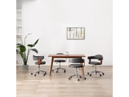 Vidaxl Cadeiras Jantar Giratórias 4pcs Madeira Curvada/tecido Cinzento