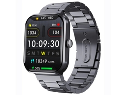 Smartwatch Bestvite com monitoramento de frequência cardíaca, pressão arterial e temperatura, notificações push e medição não invasiva de açúcar no sangue.