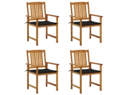 Vidaxl Cadeiras De Jardim C/ Almofadões 4 Pcs Madeira De Acácia Maciça