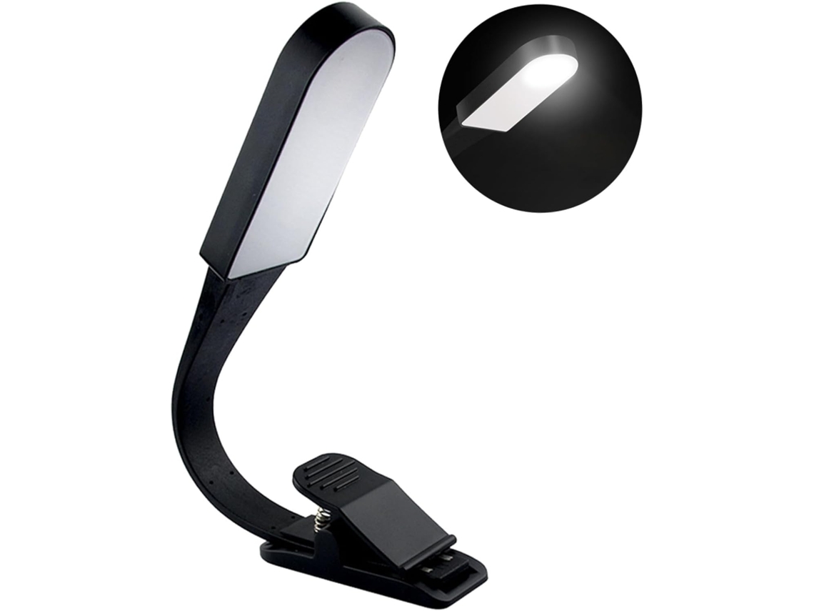 Luminária De Leitura Led Tehaux Com Clipe, Dimmer Sensível Ao Toque, Flexibilidade De 360°, Plástico Preto, Carregamento