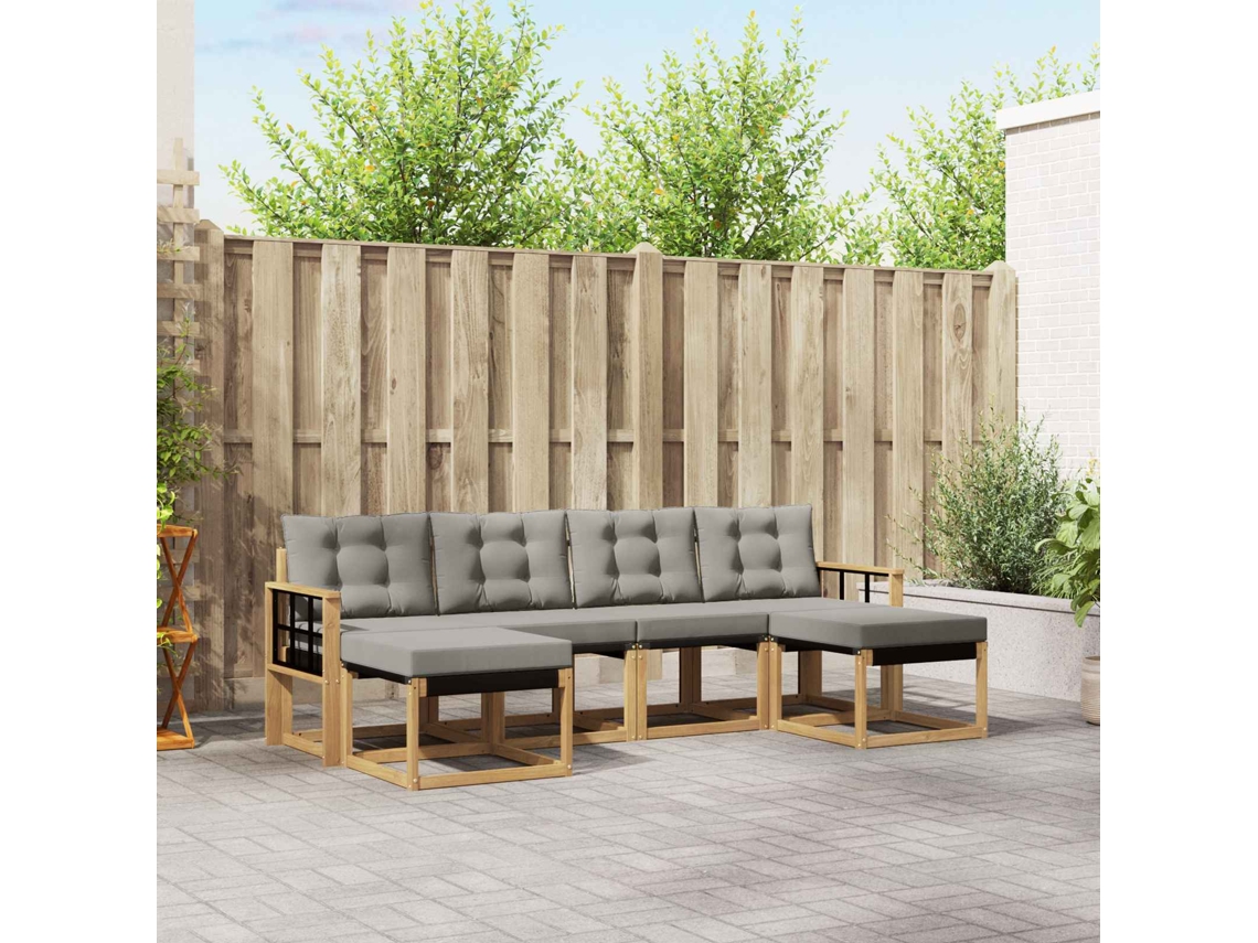 Vidaxl Conjunto De Sofás Para Exterior 6 Pcs Branco E Cinzento-claro