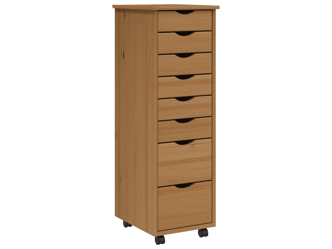 Rolling Cabinet, Rolling Cabinets Vidaxl Marrom Madeira De Pinho (34 X 39 X 103 Cm)
