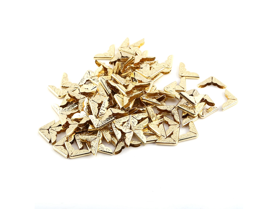 100 Protectores De Esquinas De Metal Amarillo Retro Para Libros, Álbumes, Menús, Cuadernos, Carpetas Y Archivos.