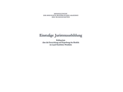 Livro Einstufige Juristenausbildung Kolloquium, Bremen, Sept 1974 De Na Rhein-westf Akad D Wiss (alemão)