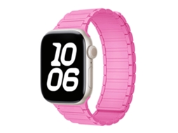 Pulseira Magnética de Silicone Halinuia para Apple Watch Series 1 11/ultra 1 3/se3 , Design Esportivo Respirável. Rosa (42 49 Mm)