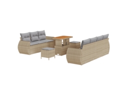 Conjunto De Sofá De Jardim Vidaxl Bege Vime Pe (90 X 55 X 71 Cm)