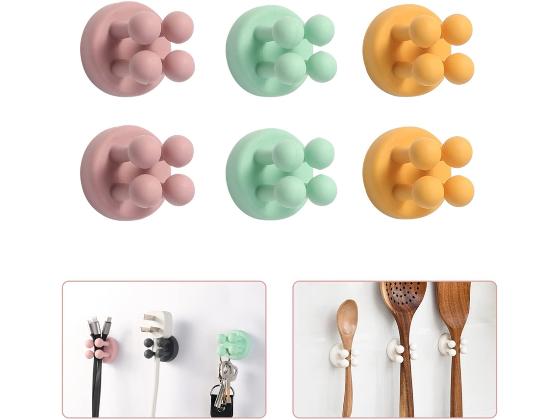 Suporte Para Escovas De Dentes De Parede Com 6 Peças, Silicone Multifuncional Aquaforge