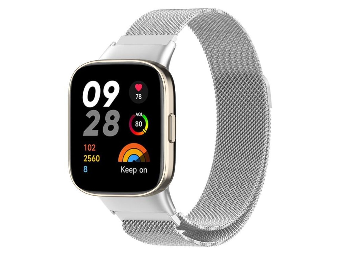 Bracelete para Redmi Watch 3 Milan Magnética Malha de Aço Prata XIAOMOYU