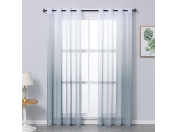 Conjunto de 2 cortinas translúcidas brancas com olhos de metal Nova Line | S/MARCA