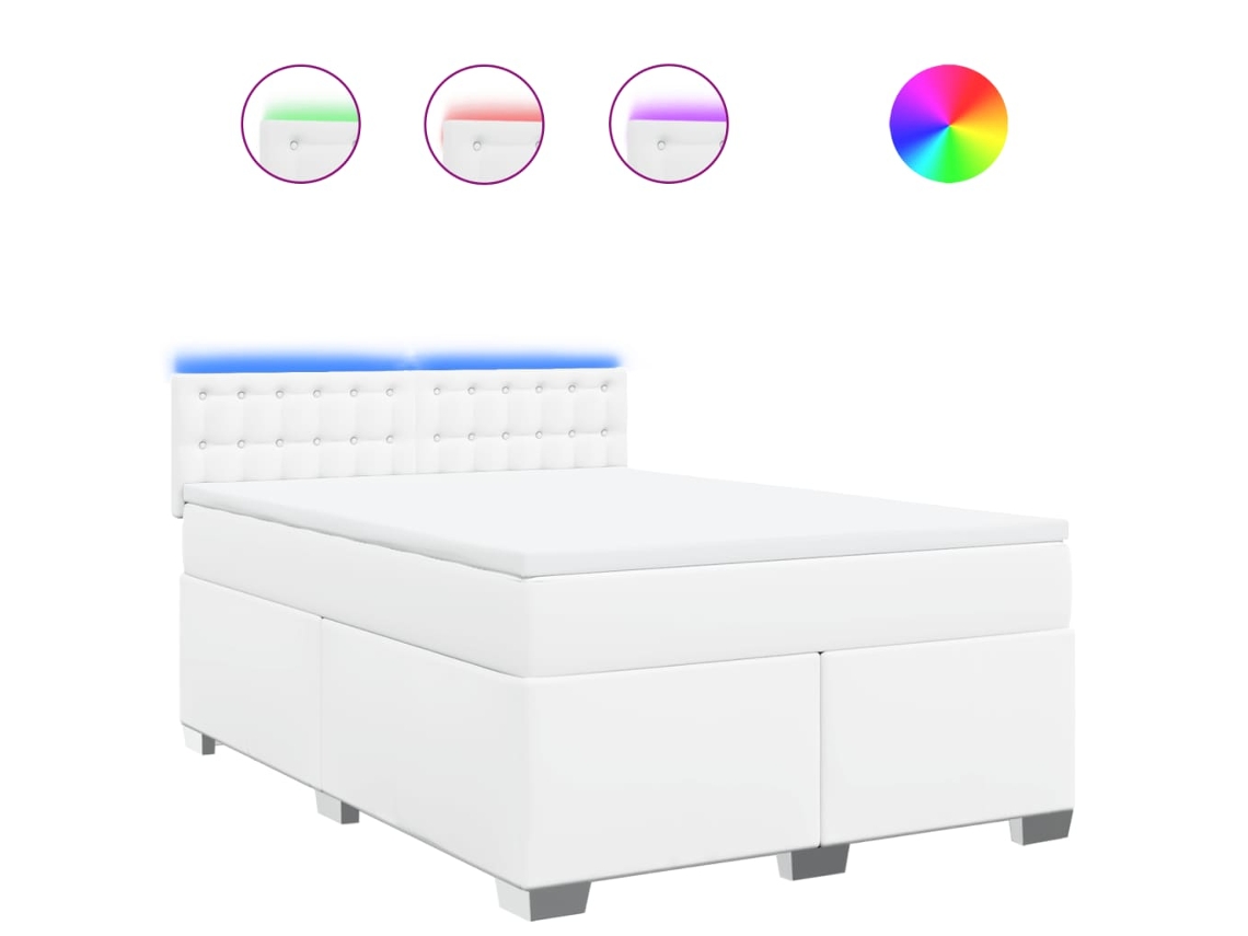 Box Spring Bed, Box Spring Beds Vidaxl Branco Couro Artificial (140 X 190 Cm)