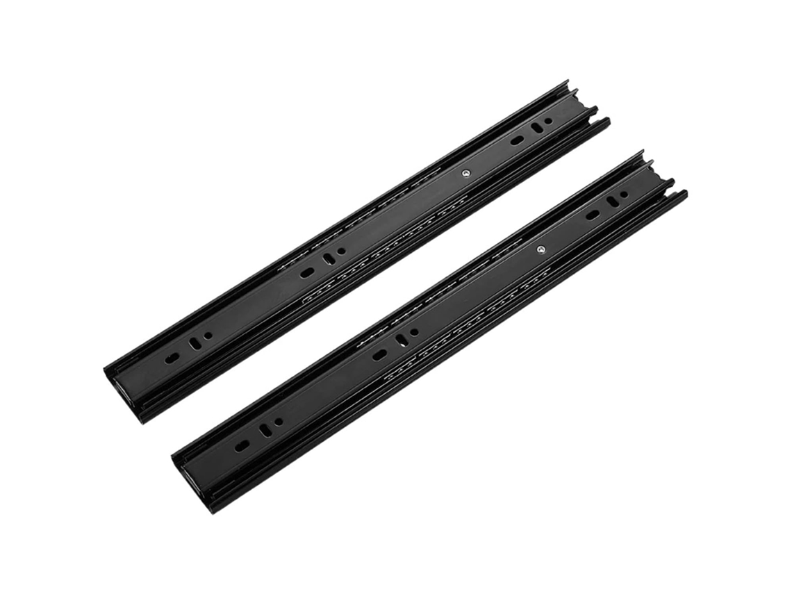 Corrediça Deslizante Com Rolamento De Esferas Para Gaveta, Em Aço Inoxidável, Preta, Reforçada, Com Três Seções, Para
