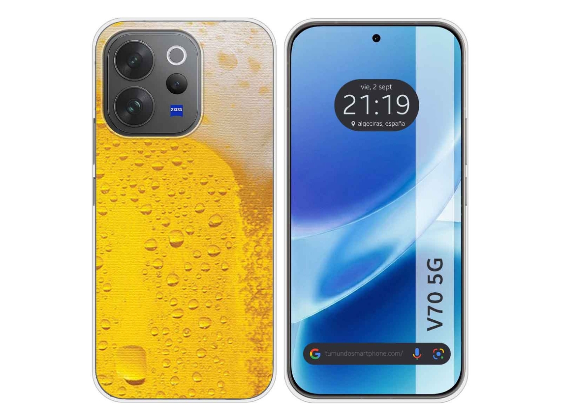 Capa Tumundosmartphone De Silicone Para Vivo V70 5g Com Desenho De Cerveja