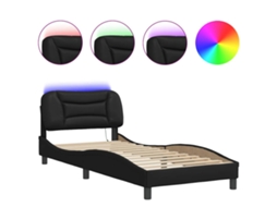 Estrutura de Cama com Led Sem Colchão Hvar 90x200 Cm Preto MAISON EXCLUSIVE