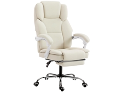 Poltrona De Escritório Reclinável Altura Regulável Giratória Com Apoio Para Pés, 64 X 73 X 120 Cm, Bege