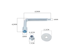 Kit Chave L Para Aparador, Com Porca E Arruela, Dimensões 65x42mm, Aço Galvanizado, Para Manutenção