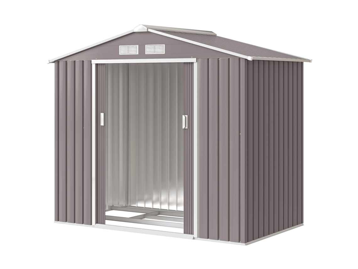 Galpão Metálico de Jardim 213x130x185 Cm (cinza, Externo, para Ferramentas)