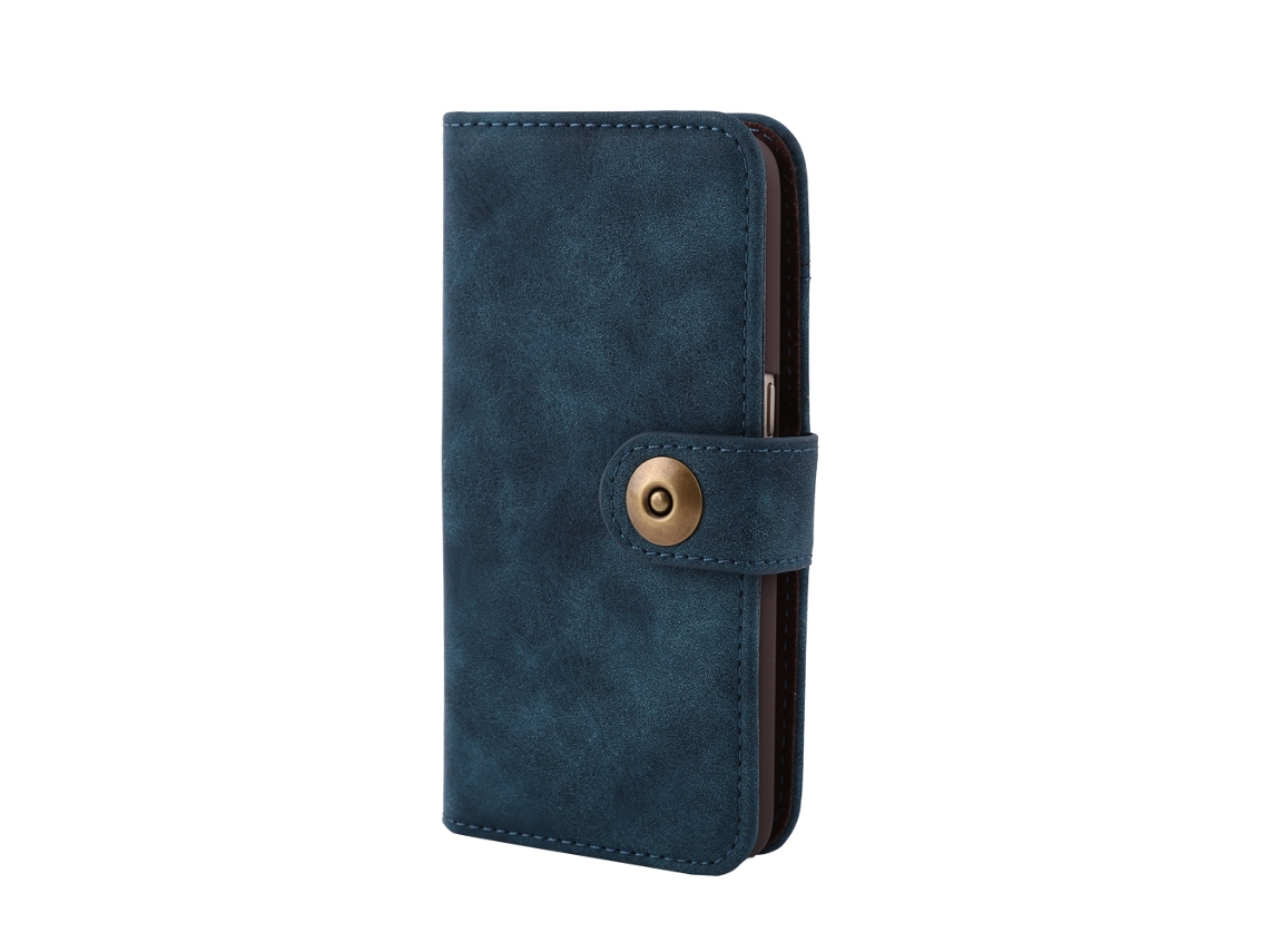 Capa de Telefone EOOCOO para Samsung S7, couro, porta cartões, azul marinho