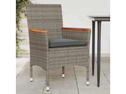 Cadeiras De Jardim Com Almofadões 2 Pcs Vime Pe Cinza Dkd Home Decor