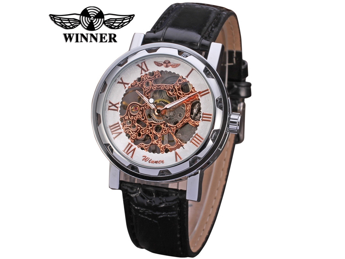 (estilo 13) Relógio Mecânico Com Pulseira De Couro Esqueletizada, À Prova D'água, Casual, De Pulso.