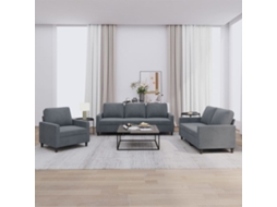 Vidaxl 3 Pcs Conjunto De Sofás Com Almofadões Veludo Cinzento-escuro